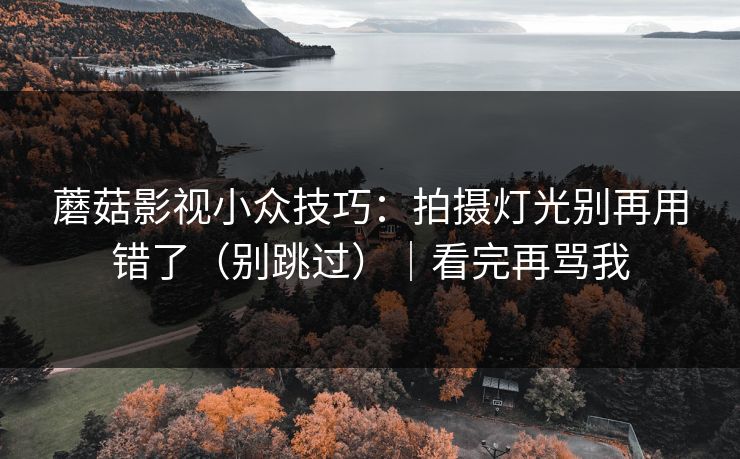 蘑菇影视小众技巧:拍摄灯光别再用错了(别跳过)|看完再骂我 蘑菇影视小众技巧:拍摄灯光别再用错了(别跳过)|看完再骂我