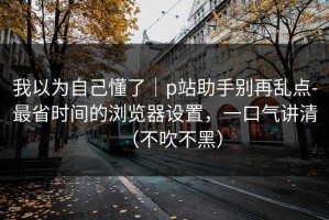 我以为自己懂了｜p站助手别再乱点-最省时间的浏览器设置，一口气讲清（不吹不黑）