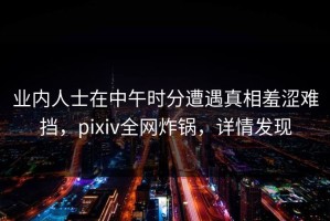 业内人士在中午时分遭遇真相羞涩难挡，pixiv全网炸锅，详情发现